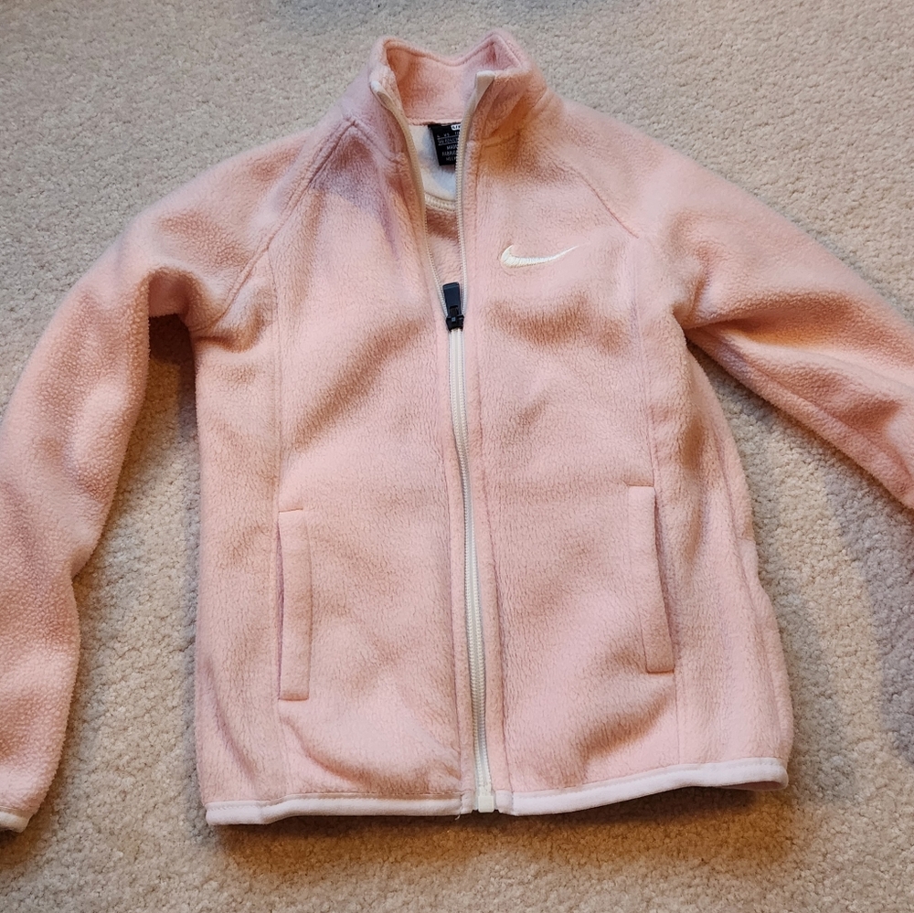 Nike toddler fleece jacket in light pink. Size 4 (xs)